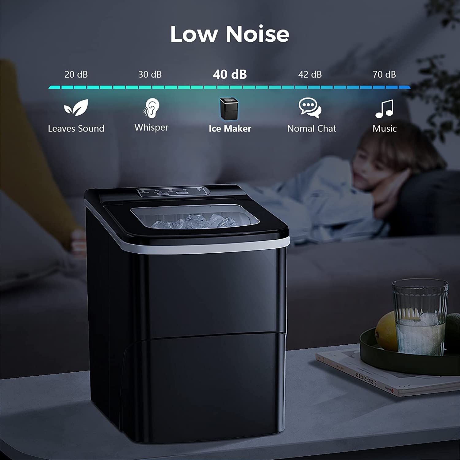 Rapid Portable Countertop Ice Maker Machine: Fast, Quiet, Bullet Ice Production