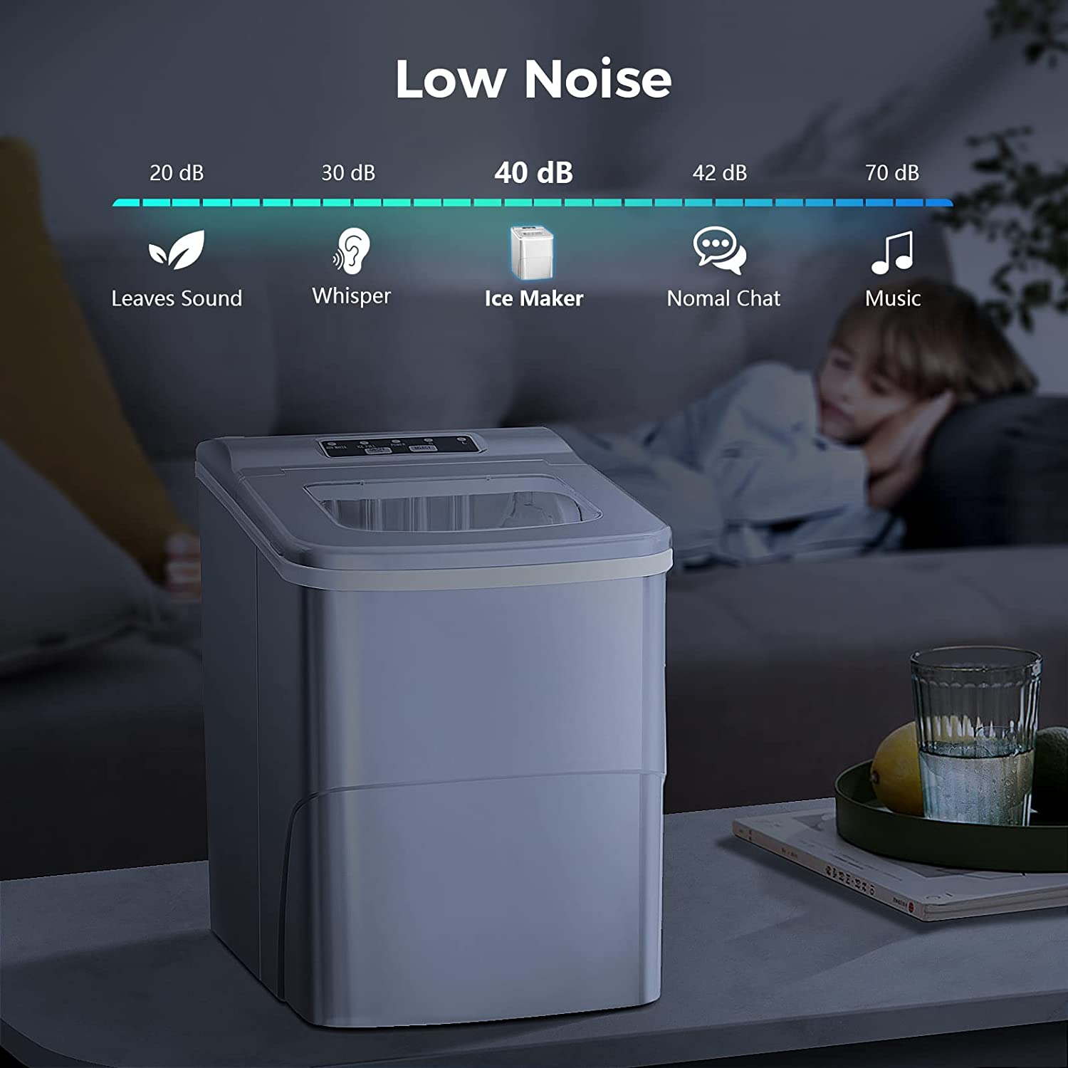 Rapid Portable Countertop Ice Maker Machine: Fast, Quiet, Bullet Ice Production