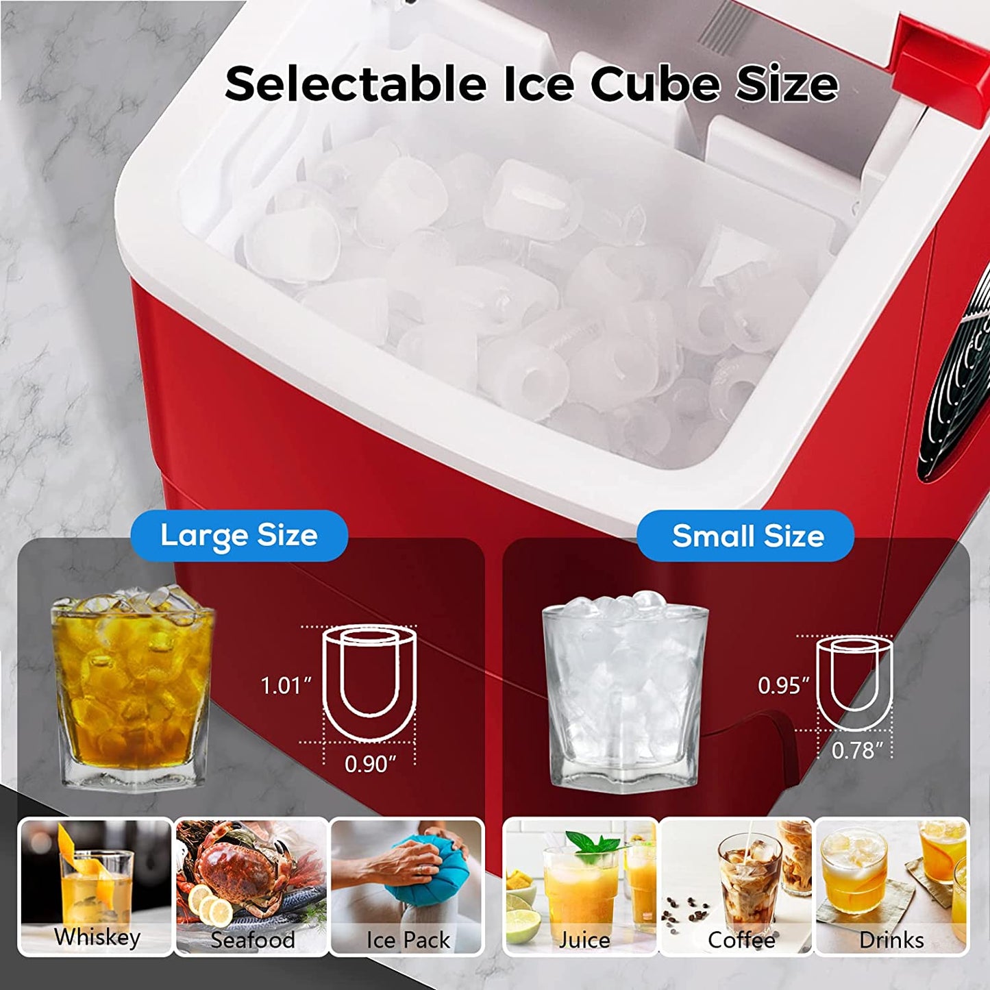 Rapid Portable Countertop Ice Maker Machine: Fast, Quiet, Bullet Ice Production