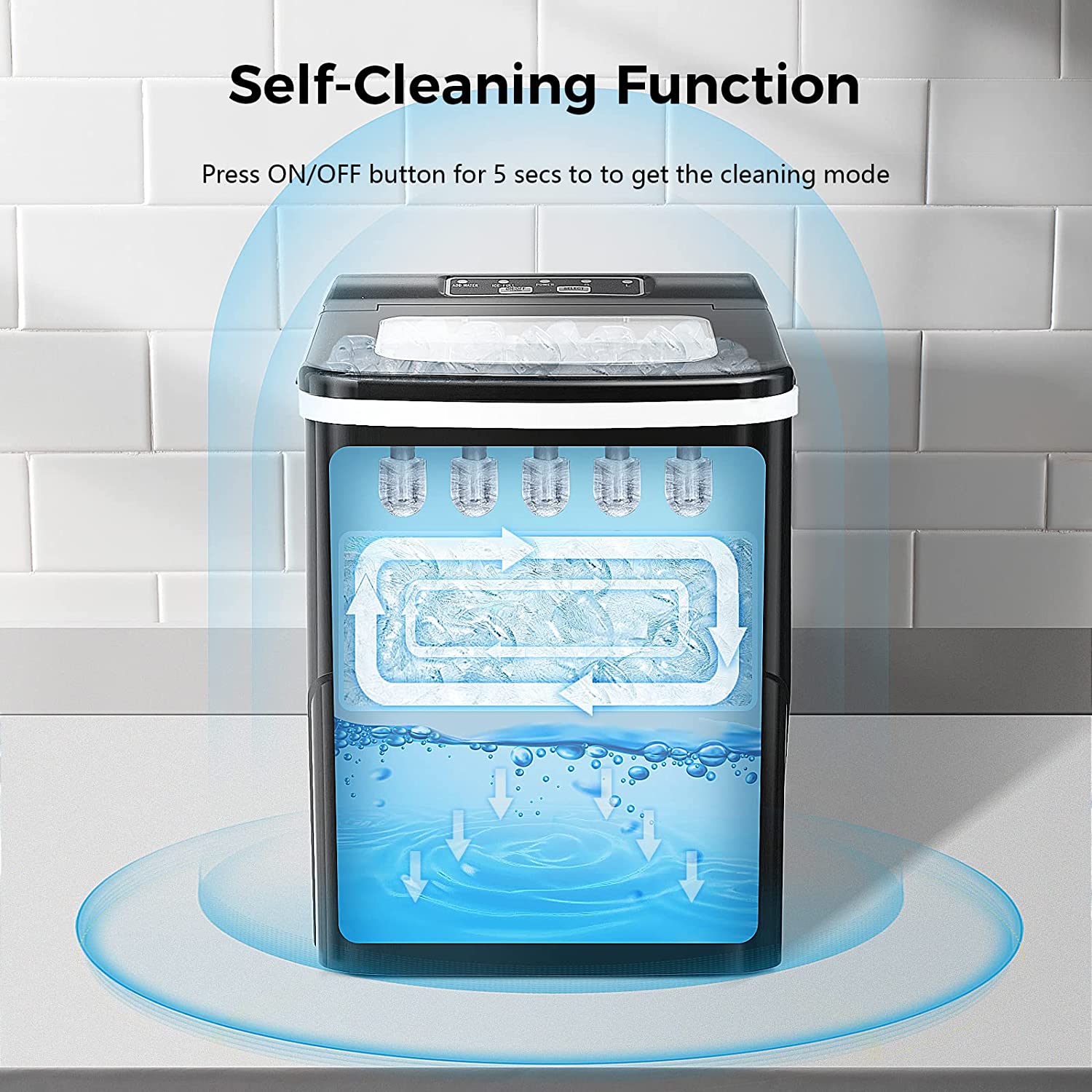 Rapid Portable Countertop Ice Maker Machine: Fast, Quiet, Bullet Ice Production