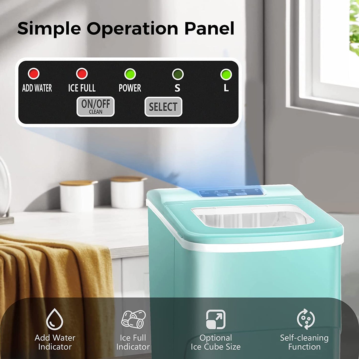 Rapid Portable Countertop Ice Maker Machine: Fast, Quiet, Bullet Ice Production