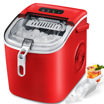 Efficient Portable Countertop Ice Maker with Handle, Rapid Bullet Ice, Self-Cleaning